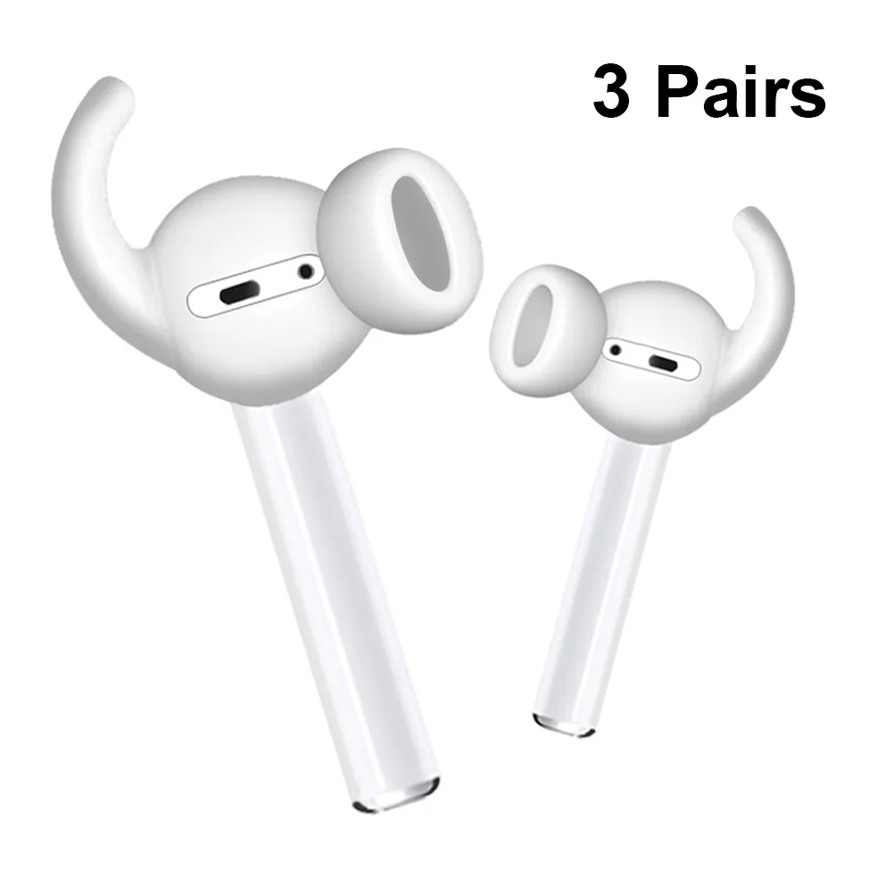

3 Pairs of Earphone Cover Earbuds Tips Anti-Slip Silicone Replacement Earbud Tips with Case for Airpods 2 Earpods (White)
