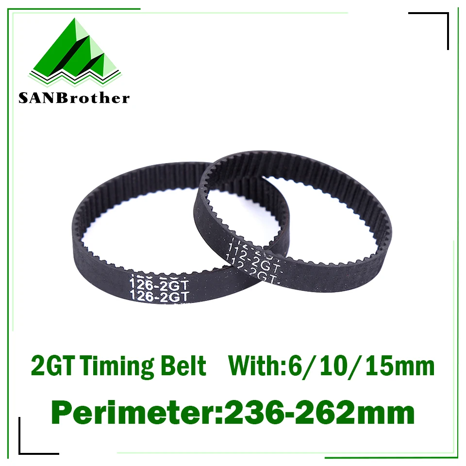 GT2 Closed Loop Timing Belt Rubber 252 240 260 244 250 242mm 2GT BELT width 6/10/15mm suitably GT2 pulley for 3d printer parts