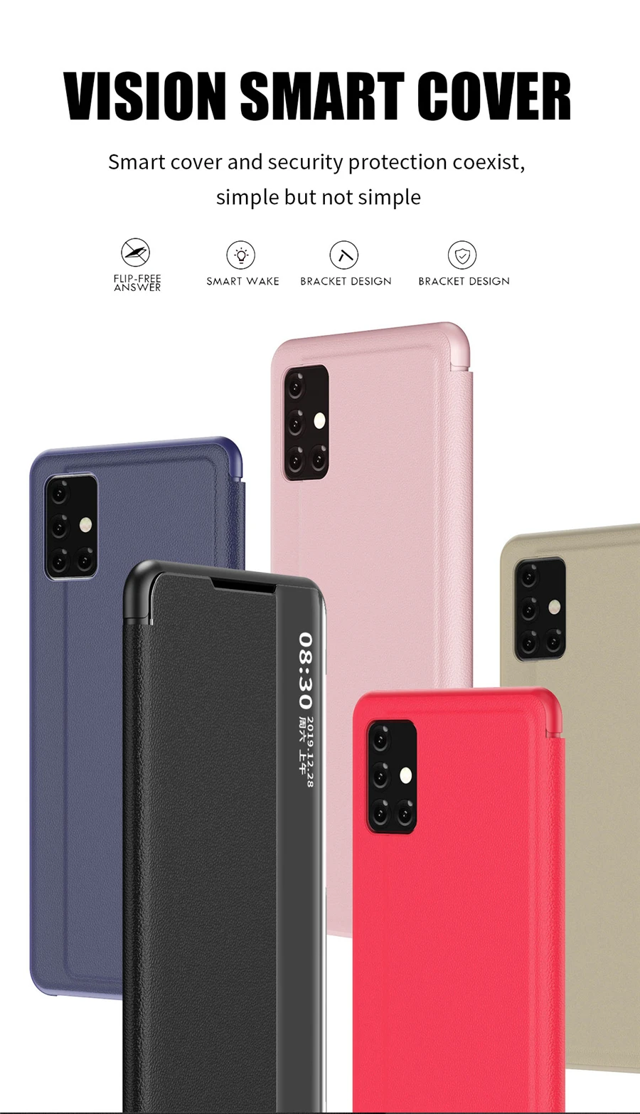 silicone case samsung Smart View Window Flip Case For Samsung Galaxy A12 A32 A52 A72 A71 A51 S22 Ultra 5G S21 S20 FE S10 S9 Plus Note 20 Leather Cover samsung silicone