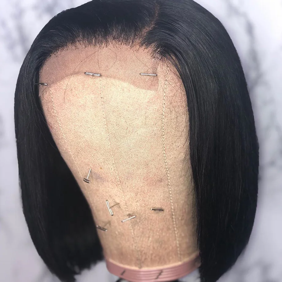 Парик с застежкой 4x4 парик коротким Бобом парики из человеческих волос для