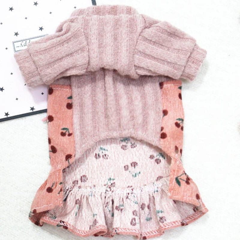 Pet Dog Dress Casual Sweet Style Puppy Clothes Fake Two Piece Suit Party Tutu For Small Dogs Chihuahua Poodle Fleece Skirt | Дом и сад