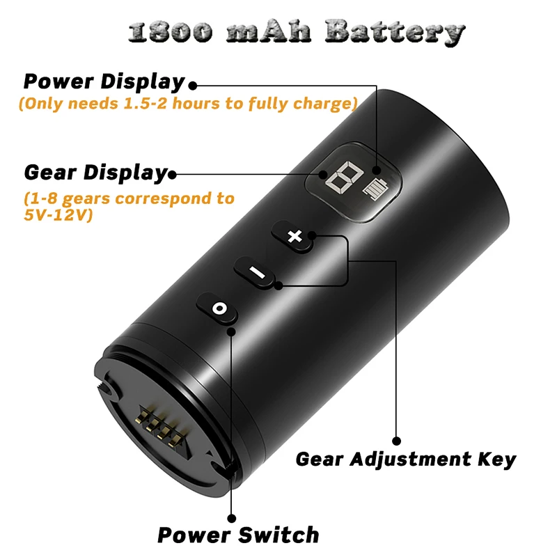 Портативная беспроводная тату-машинка 1800 мАч аккумулятор полный комплект для