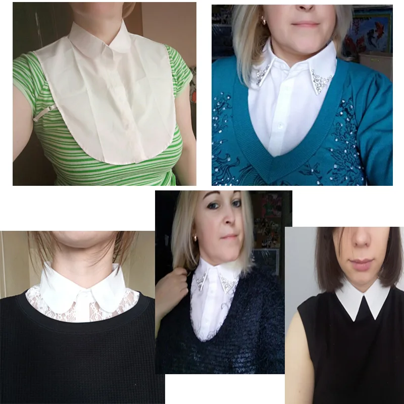 Женская шифоновая блузка с искусственным жемчугом|f tie|false collarfake collar |