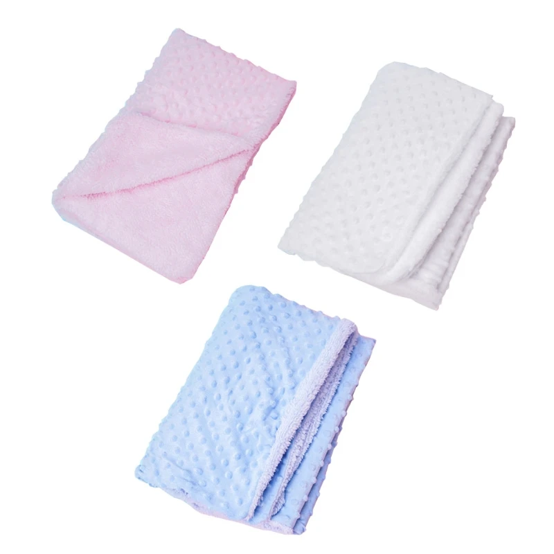 

Baby Receiving Blanket with Double Layer Dotted Backing Soft Stroller Swaddle Wrap Bath Towel Bedding for Kids Newborn