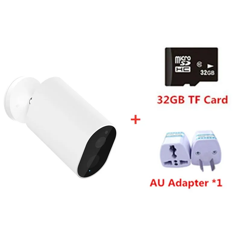 add AU adapter card Оригинальная смарт-камера Xiaomi 1080P с батарейным шлюзом 120 градусов F2.6 IP65 AI гуманоидное Обнаружение WiFi IP Беспроводная камера Cam - Цвет: add AU adapter card