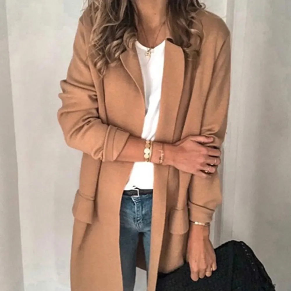 Повседневный однотонный Блейзер Jocoo Jolee с длинным рукавом винтажные Длинные