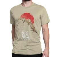 men t shirts angry bear japanese kanji fashion pure cotton tees animals wildlife t shirt crewneck clothes 4xl 5xl 6xl