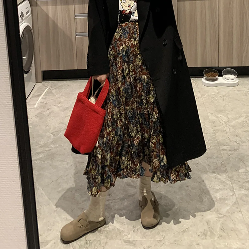 

2021Skirts Women Summer A-line Pleated Midi Layers Mesh Tulle Womens Fairy Patchwork Korean Style Loose All-match Preppy Trendy