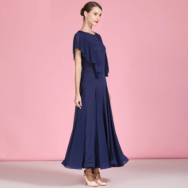 Платье для бальных танцев платье вальса длинное с листьями фламенко и лотоса