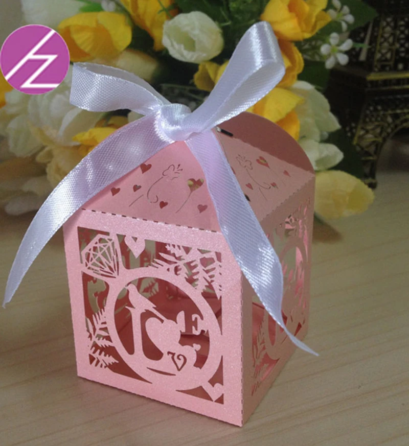 

50pcs Candy Chocolate Favours Boxes For Graduation High-end Cake Box Wedding Carton Candy Box Ribbon