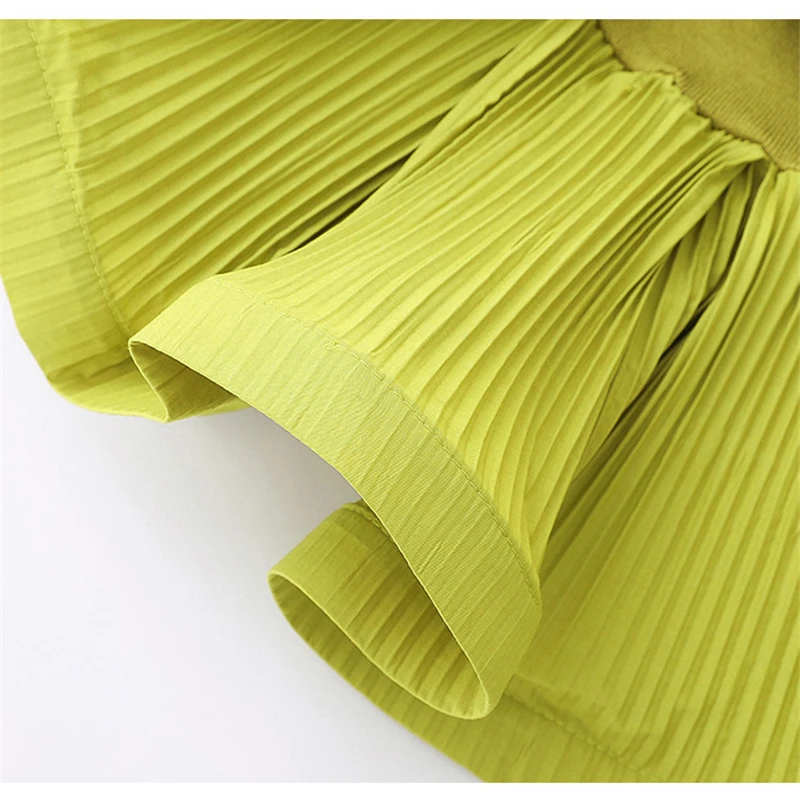 

Summer new style ruffled waist shirt women's high-quality high-street leisure lantern sleeve 3D petal chiffon crumpled blouse