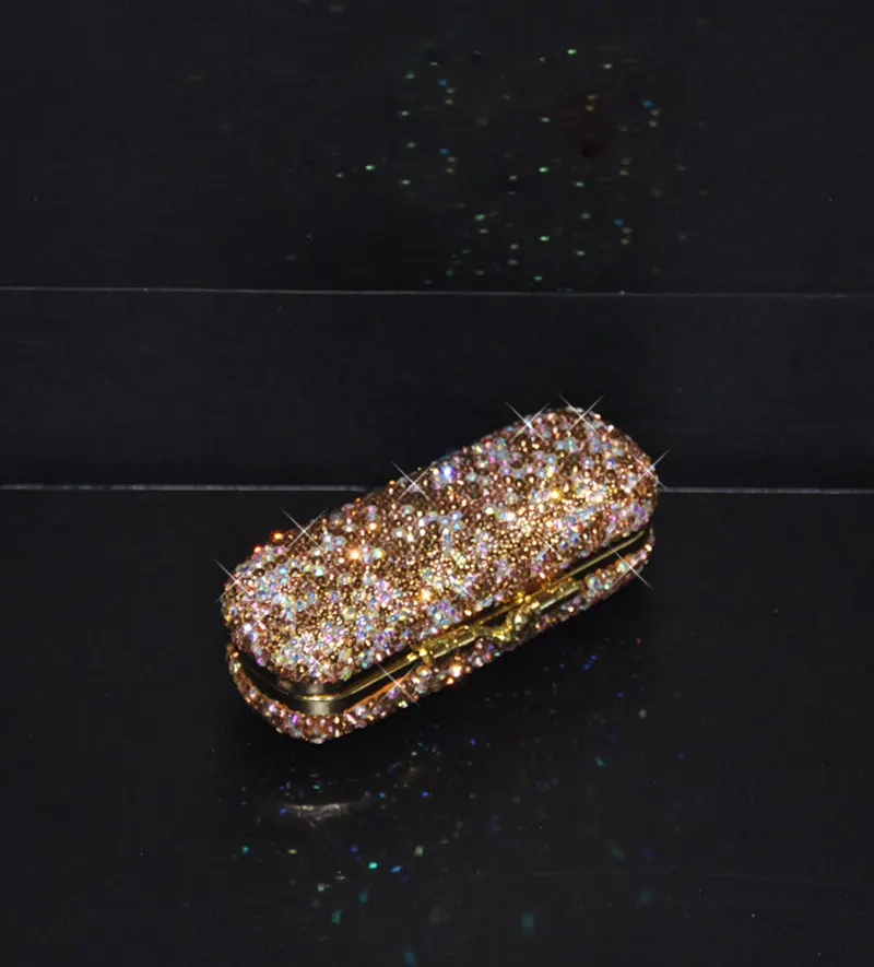 1pc Charming Rhinestone Metal Makeup Organizer with Mirror Small Portable Female Cosmetics Lipstick Storage Box Girls Gift | Дом и сад