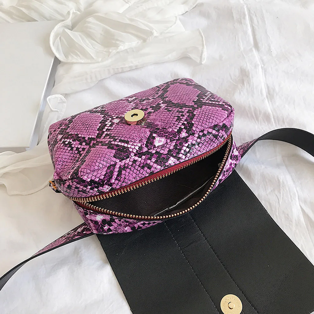 Женская сумка через плечо поясная с змеиным узором кожаный чехол для спорта на