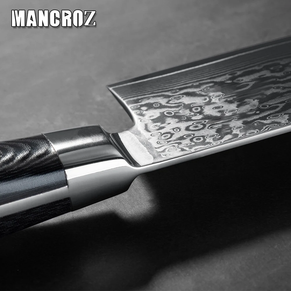 

MANCROZ 12 Inch Chef Knife Sharp VG10 Damascus Blade Micarta Handle Cutting Meat Slices Japanese Kitchen Knives Cooking Utensil