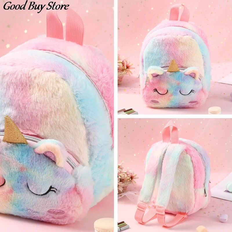 Cute Animal Fashion Backpack Children Soft Fur Schoolbag Winter Autumn Comfortable Kidergarten Kids Child Plush Backpacks Purse
