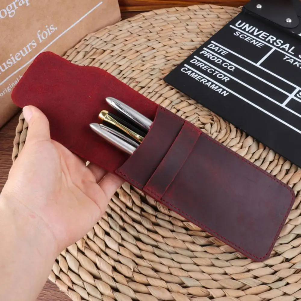 

Retro Faux Leather Handmade Pen Holder Pencil Pouch Protective Sleeve Cover