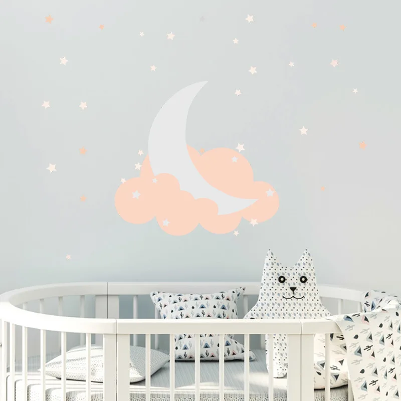 

Cartoon Moon Clouds Stars Wall Sticker For Kids Room Children Bedroom Living Room Decoration Kids Room Decor Wallpaper Stickers
