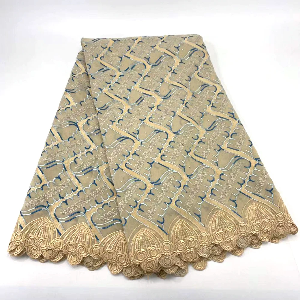 Африканские кружевные ткани высокого качества 100% хлопок вуаль ткань 063 хаки