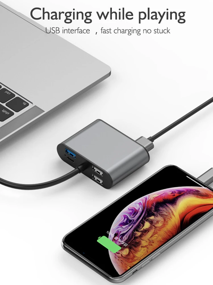 

8 in 1 USB C HUB Type C HUB with 2 USB 2.0 USB 3.0 Port USB C PD HDMI-Compatible TF Card VGA Audio Slot for Laptop Phone