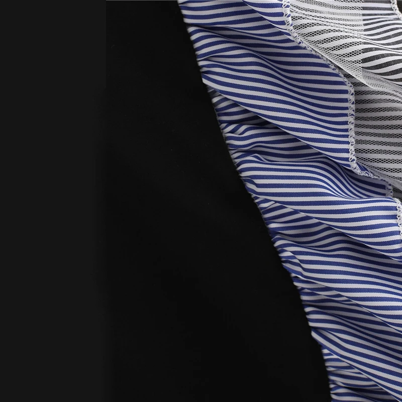 Dotfashion, полосатая Женская толстовка с оборками,, повседневная осенняя одежда с длинным рукавом, весенние женские свитшоты, пуловеры