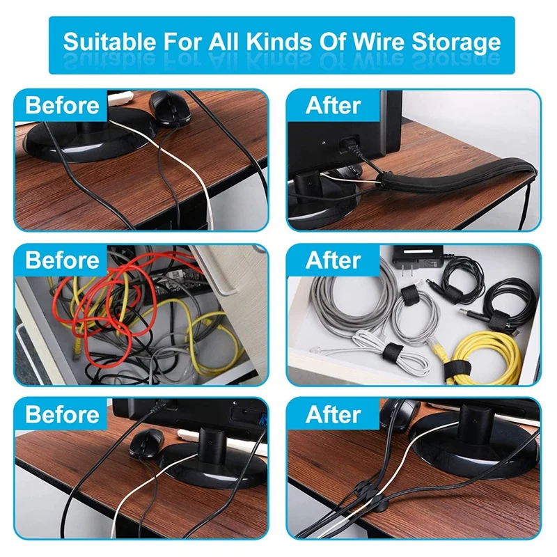 23Pcs Cable Organizer Set Sleeves Adhesive Clip Holder for TV Computer Home Office Desk Management | Обустройство дома