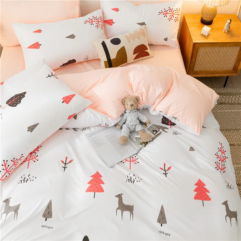 

Hot Sale Mu Chen Bedding Cotton Printed Pillowcase Quilt Cover Bed Sheet Queen Size Bed King Size Bed Four-Piece Set
