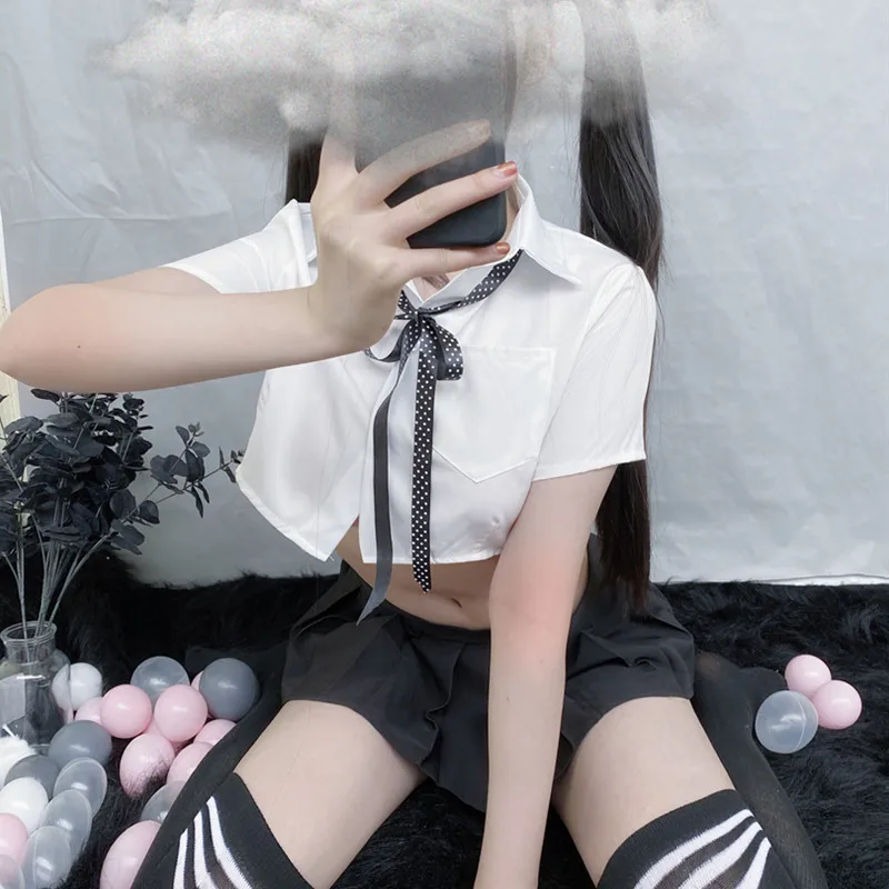 Пикантная Студенческая форма JIMIKO белая рубашка мини плиссированная юбка женские