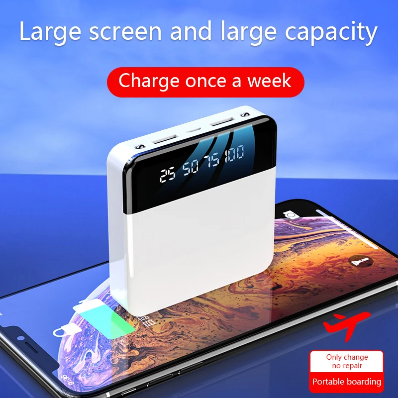 Mi ni power Bank, 20000 мА/ч, для iPhone 8, Xiaomi mi, внешняя батарея, power bank, быстрая зарядка, повербанк, светодиодный, цифровой дисплей