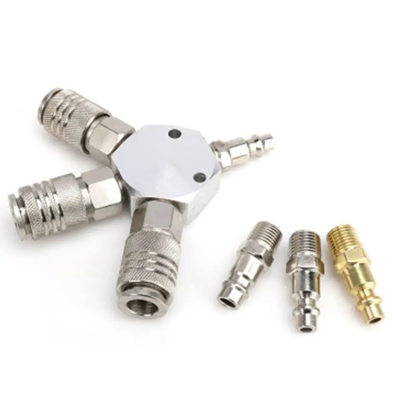 

3-Way Quick Connector 1/4'' Quick Coupler Air Hose Coupling Pneumatic Tools