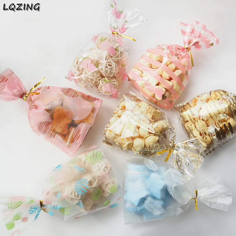 

Прозрачные пластиковые пакеты, милые печатные пакеты для упаковки запеченной еды, печенья, конфет, конфет, аксессуары для дня рождения