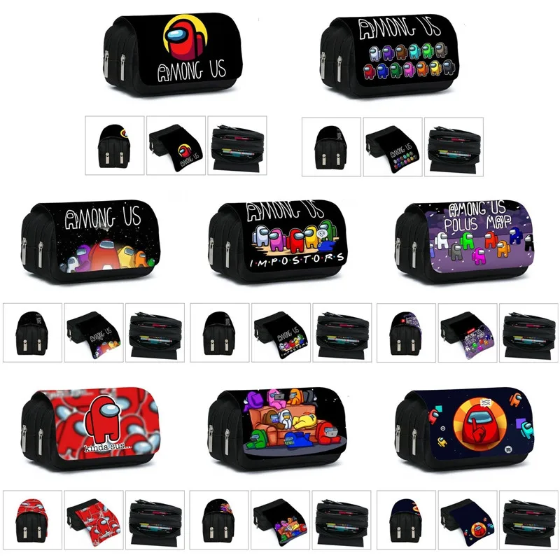 Холщовый чехол для карандашей Игра среди нас сумка хранения милая мультяшная