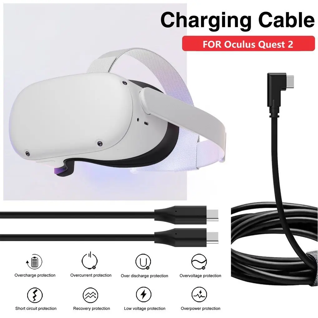 

3M/5M USB To Type C Cable For Oculus Quest 2 90 Degree VR Headset Cable Quest Link Virtual Reality USB3.1 To C Charge Cable