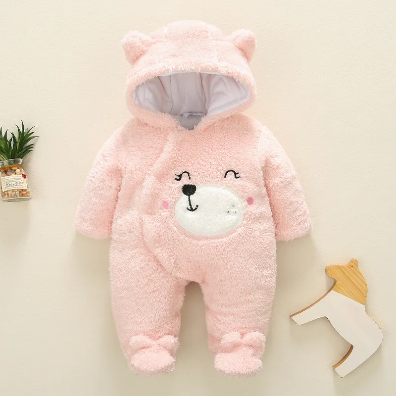 Pink LOOZYKIT/зимняя толстовка с капюшоном для новорожденных; одежда для малышей; фланелевые альпинистские костюмы для младенцев; новая зимняя верхняя одежда; комбинезоны для малышей; комбинезон для мальчиков и девочек - Color: Pink
