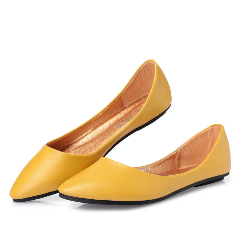 

Temperament pointed soft leather flats candy color flats large fashion wild comfortable flats sweet and cute women's shoes