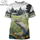 2020 Летняя мужская футболка с 3D-принтом Судак, рыболовная Футболка с принтом s Harajuku, повседневные футболки с коротким рукавом, крутая футболка унисекс QDY001