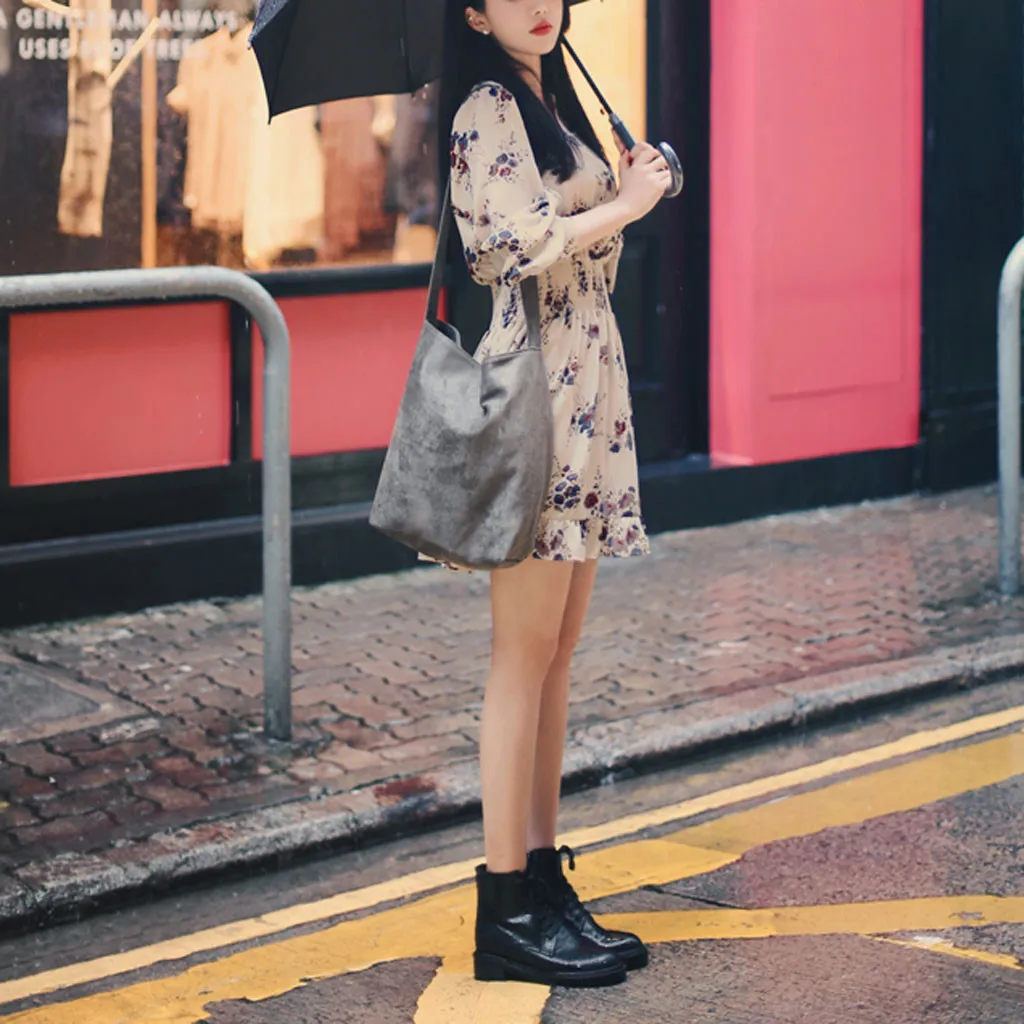 Женское винтажное платье с бантом свободное в горошек длинным рукавом поясом на