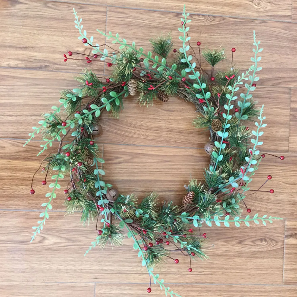 Венок из сосны и ягод Цветочный Круглый венок искусственные листья праздничная