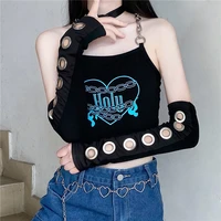 hip hop character big eyelet girl cool arm warmer harajuku lady punk black outsleeves stretch hollow out korean fashion clothes