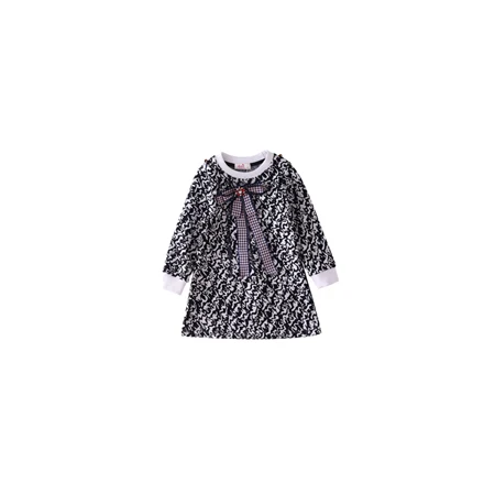 

Summer kids clothes fashion brand letter f style long sleeve printing girls dress 2-8 years FL001