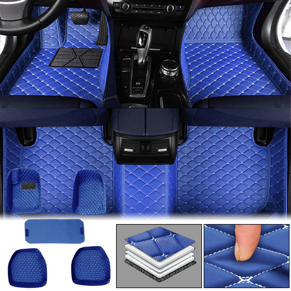 

Universal Fit 5pcs PU Leather Car Floor Mats For Mitsubishi ASX Eclipse Montero Lancer Pajero Waterproof Foot Pads Protector