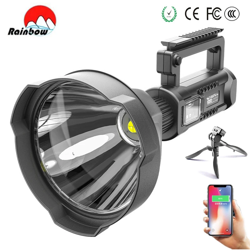 

Super Bright LED Portable Spotlights XHP70.2 Torch USB Rechargeable Searchlight With Mountable Bracket Fishing Light Lantern
