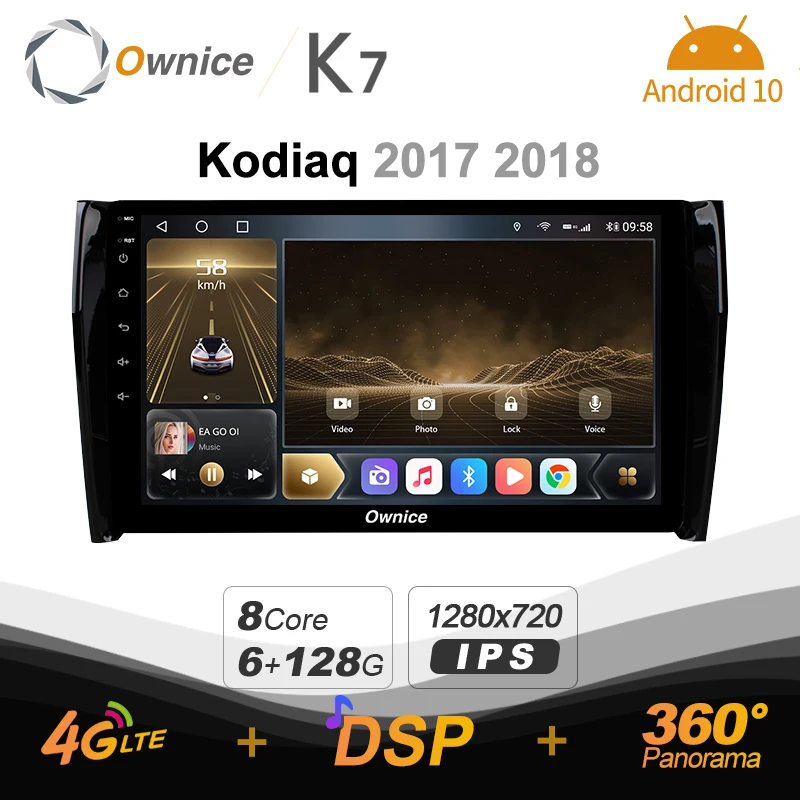 Автомагнитола Ownice K7 на Android 10 для Skoda Kodiaq 2017 2018 поддержка фронтальной камеры 4G LTE 360