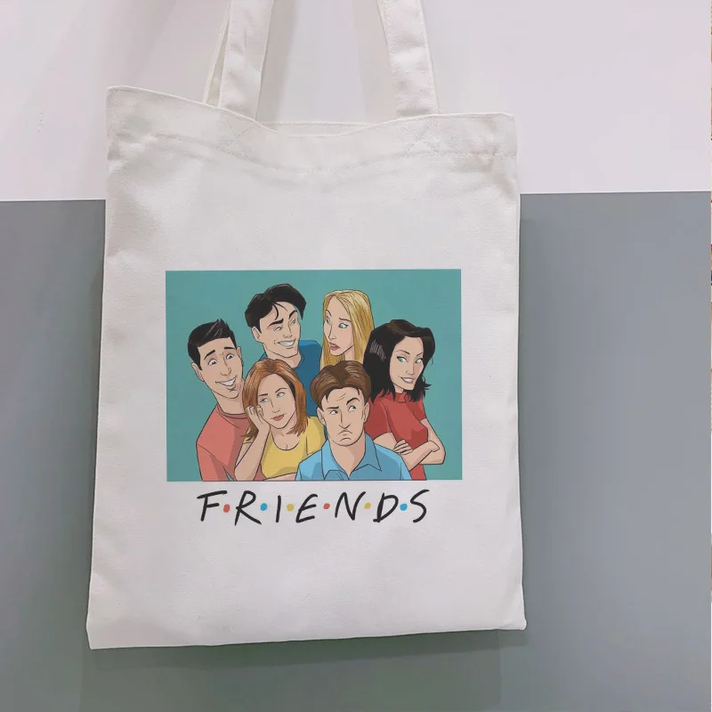 

Сумка на одно плечо Friends TV Show, сумка для покупок с персонажем из мультфильма Харадзюку, повседневная женская сумка, кошелек, большая сумка, ул...