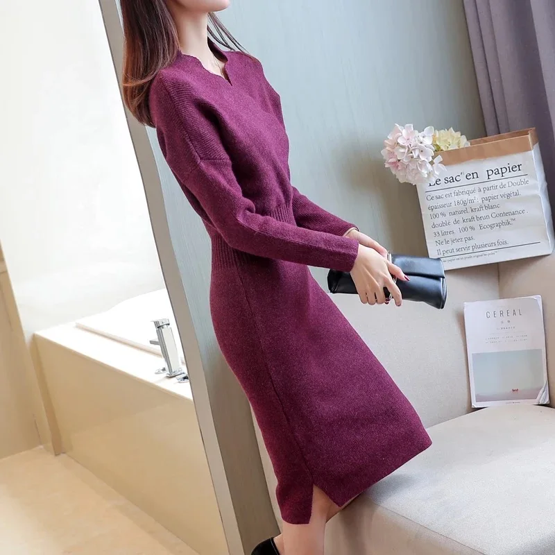 Сексуальное платье свитер для кормящих матерей элегантное с длинным рукавом