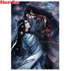 Полноразмерная алмазная живопись mo dao zu shi, картины для влюбленных, мозаика, Мультяшные веерные наклейки на стену, декор для вышивка круглые алмазы,