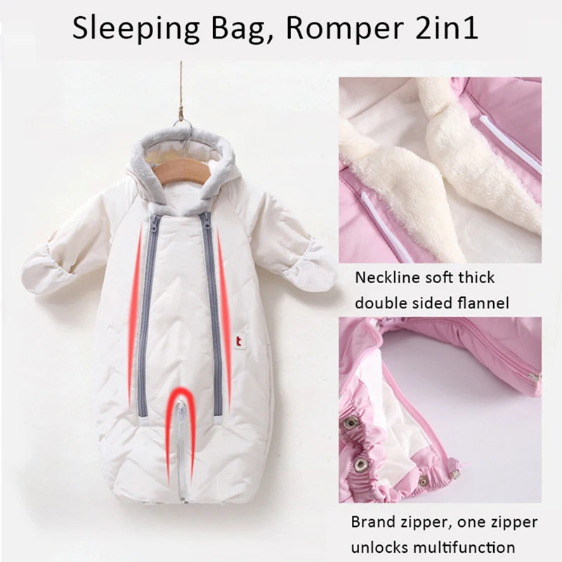 Зимний утепленный для детей конверт комбинезон 2in1 комбинезоны детская одежда