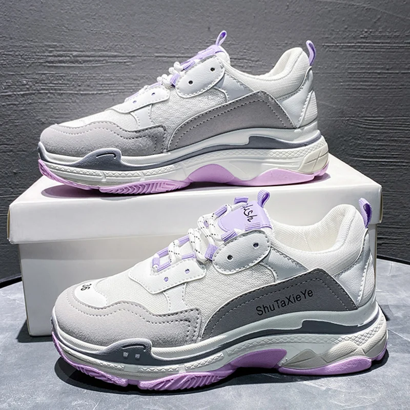 Новинка белые кроссовки женская обувь Ulzzang массивные на платформе