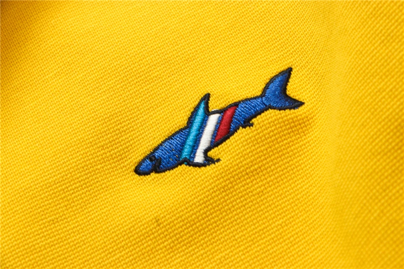 TACE& SHARK Мужская рубашка поло на молнии с длинным рукавом, модная Повседневная деловая рубашка с вышивкой акулы, Мужской пуловер