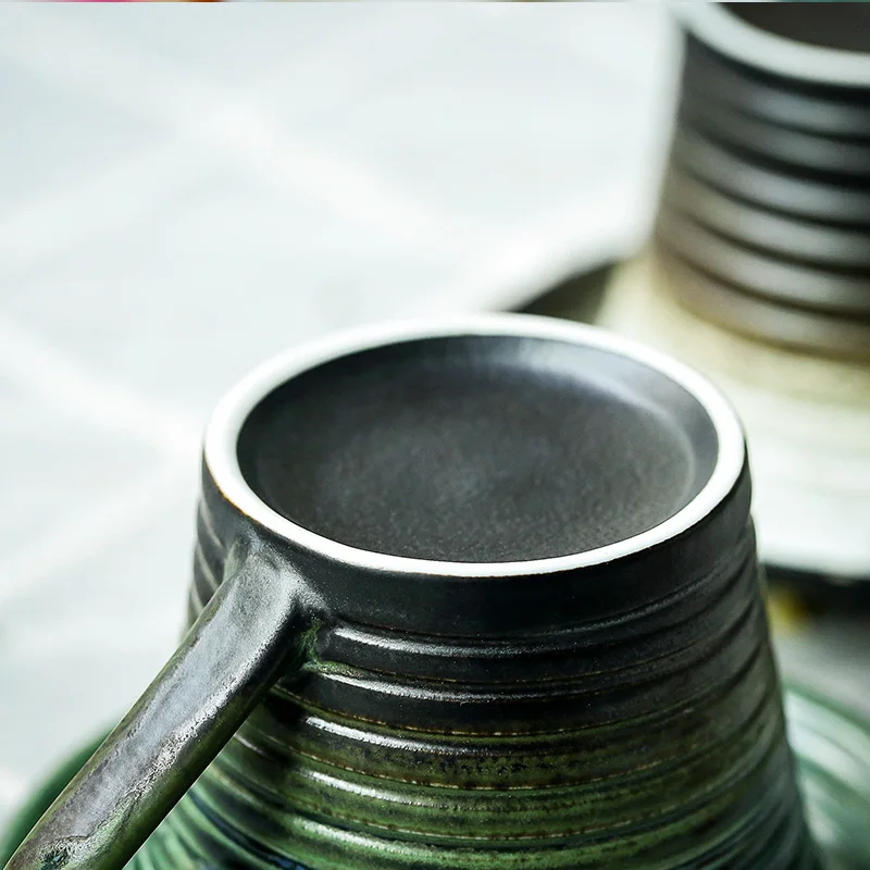 FANTERCY японская Ретро Керамическая кофейная чашка ручной работы в полоску