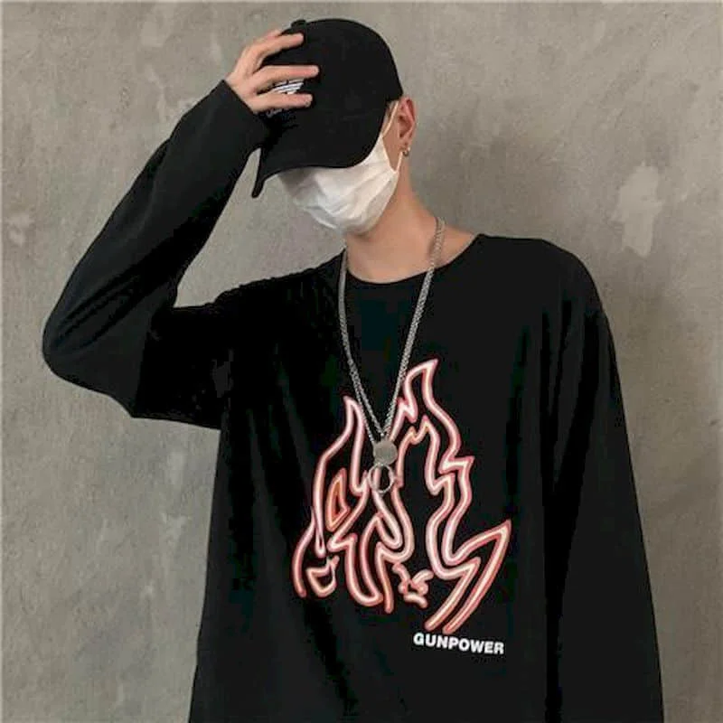 

bottoming shirt 2020 Korean version of the autumn new flame letter printing student loose long-sleeved T-shirt men and women